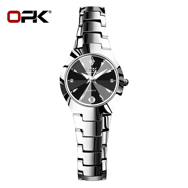 OPK Ladies\' Watches Elegant Original Solid Stainless steel Rhombus Mirror Waterproof Luminous Quartz Watch for Women Reloj Mujer