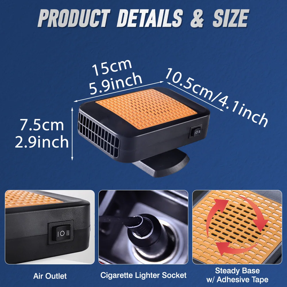 12V  200 W Portable Car Heater Windshield Defogger Demister  Heating Cooling Fan Defroster Air Defogging Heater For Car Truck