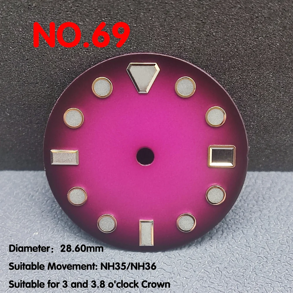 28.6mm watch dial single day NH35/NH36 colorful gradient watch dial with support for custom logo
