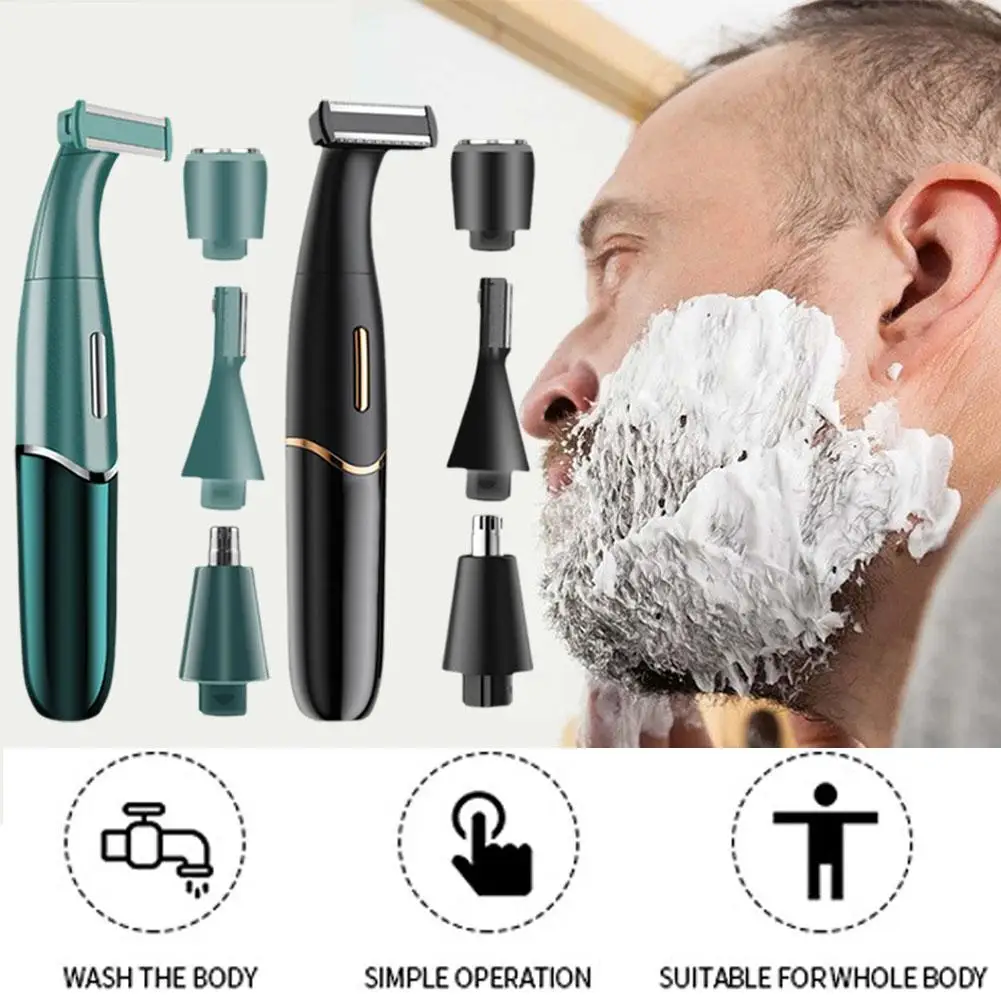 

Hair Trimmer for Men Personal Trimmer 4in1 Painless Hair Remover for Hygienic Grooming for Beard Eyebrows Neckline Nose Ear W8Q9