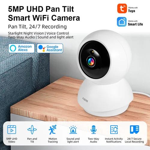 Imagen 2 del producto FUERS 4K 8MP WiFi cámara IP con soporte ajustable Tuya cámara de vigilancia inalámbrica de seguridad para el hogar inteligente Monitor de bebé Mini cámara