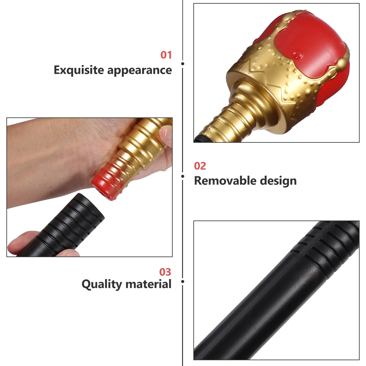 

2Pcs Halloween King Scepters Magical Plastic Round Head Funny Cosplay Costume Party Stage Wand Props Magical Plastic