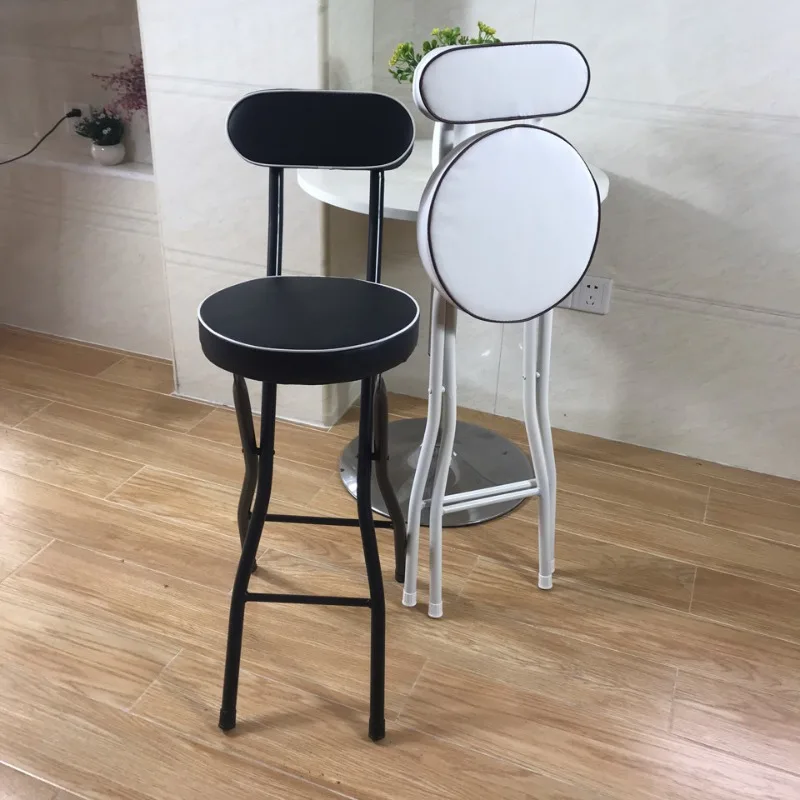 Portable Folding Steel High Bar Chairs Luxury Nordic Modern Bar Chairs Stools Backrest Design Chair Dining Elegant Furniture