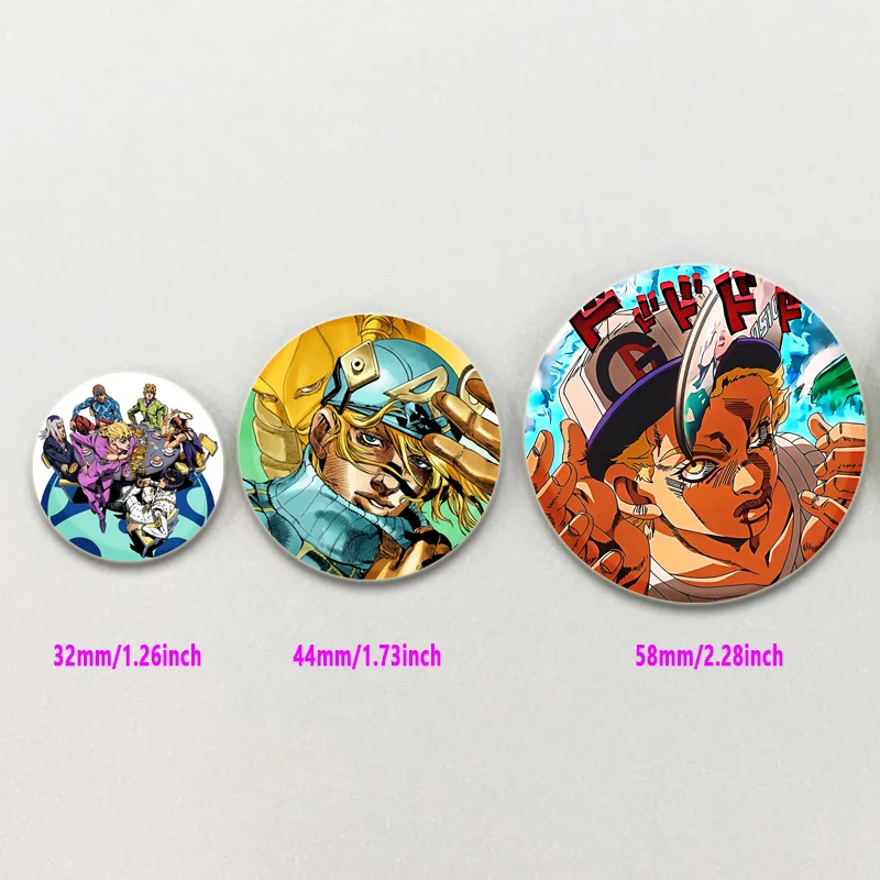 JoJo's Bizarre Adventure Anime Figure Broches, Cujo, Jonathan, Joestar, José, Emblema Redondo, Esmalte Pins, Acessórios de Jóias, Presentes