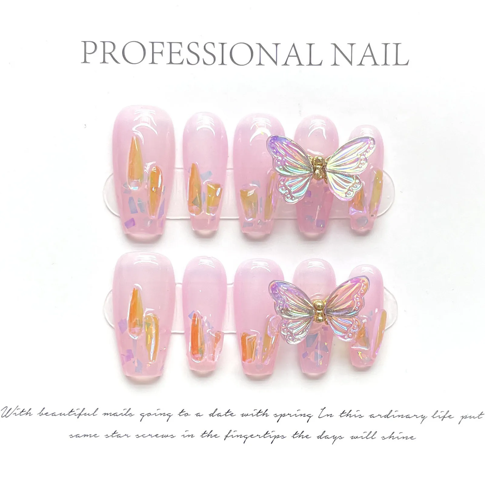 New Hot Glossy Press on Nails with Rhinestone Charming Comfortable to Wear Manicure Nails for Daily and Parties Wearing