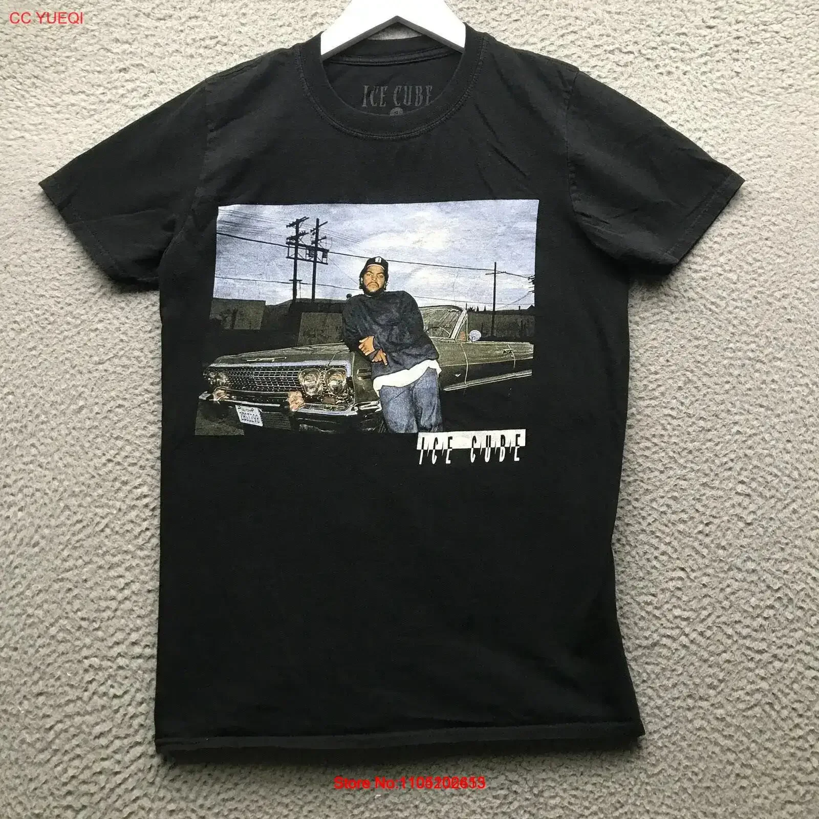 

Ice Cube T Shirt Men's Small S Crew Neck Black vintage Washed Versatile Stretched streetwear Top For Everyday Wear Comfortable
