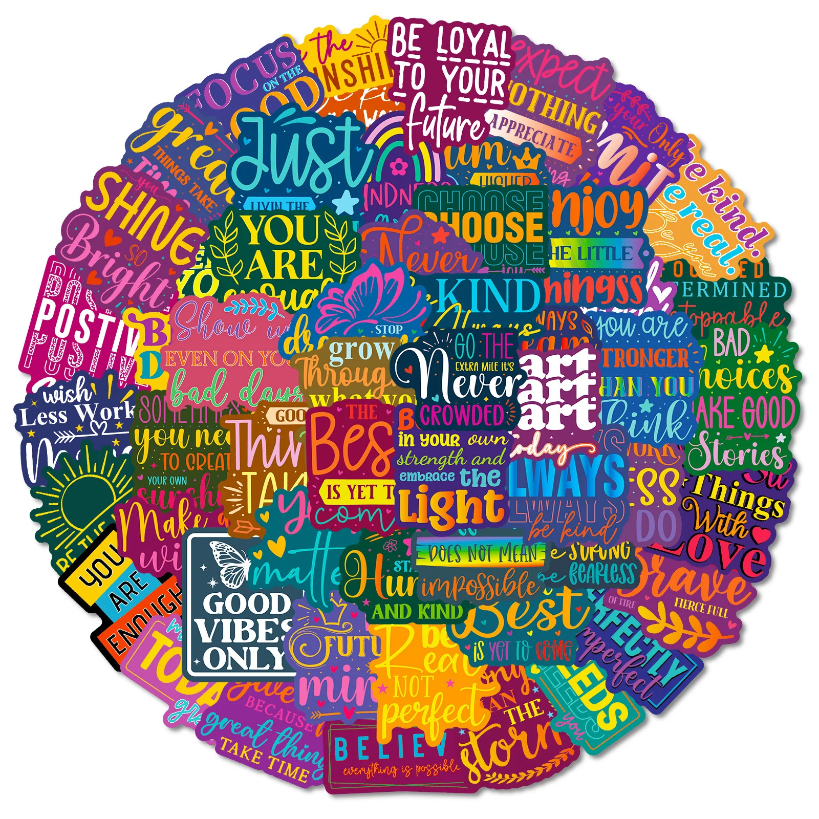 

56PCS New Inspiring Words Graffiti Stickers English Phrase Cartoon Decal Notebook Phone Guitar Skateboard Cup Classic Kid Toy