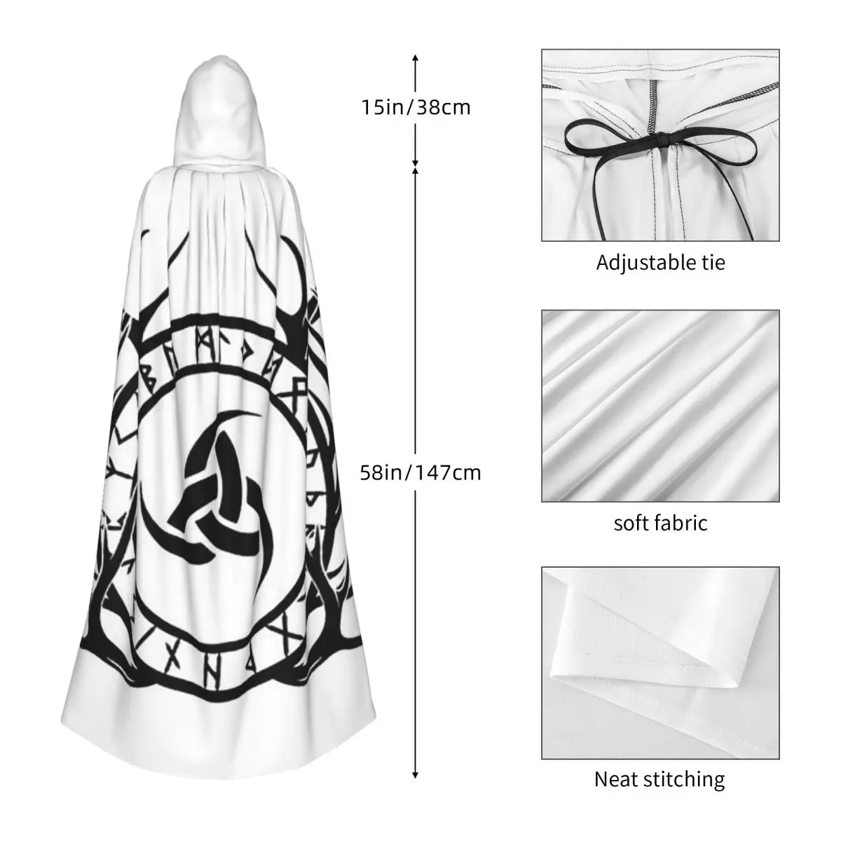 Тройной рог Одина Эктирнир, длинный плащ с капюшоном, средневековый костюм ведьмы, накидка для косплея, накидка на Хэллоуин, вампир, для взрослых, унисекс