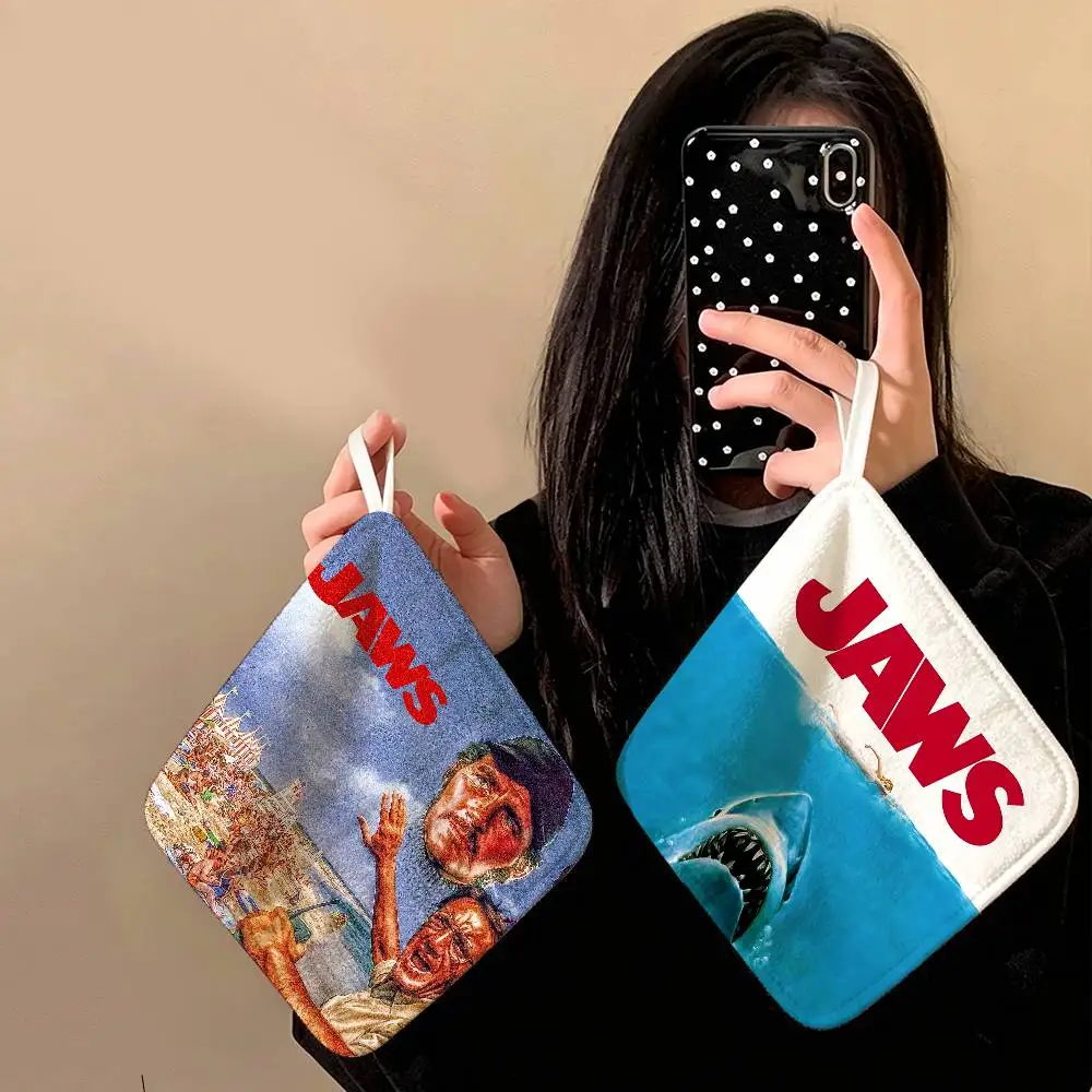J-JAWS Movie Hanging Style Hand Wiping Towel, Polyester Cotton, Anti-fade for Indoor Kitchen Living Room