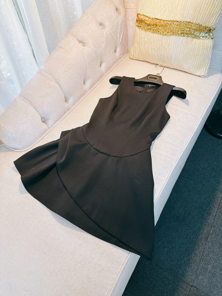 

Retro Hepburn Sle Bla Dr Birthday Costume Unique Design Flower Bud Skirt Svel Women's Dr French Sle High Wa...