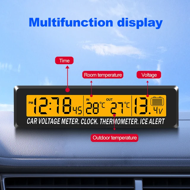 Zegar 4 w 1 Kalendarz Termometr Samochodowy Wielofunkcyjny Kolorowy Ekran Napięcia Z LCD Czas Data Wyświetlacz Temperatury Zewnętrznej W Samochodzie