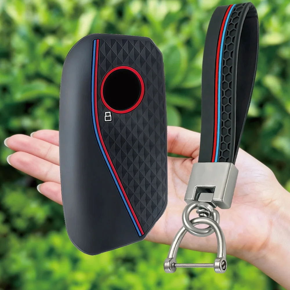 Silicone Car Key Case Cover Protect Shell Fob For BMW I7 X7 G07 LCI IX I20 X1 U11 7 Series G70 G09 XM U06 G81 M3 Key Keychain