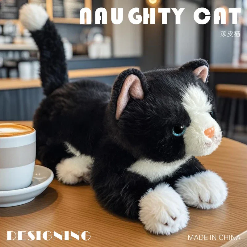 45 ซม.ตุ๊กตาเหมือนจริงแมวตุ๊กตาของเล่นจําลองอเมริกัน Shorthair ตุ๊กตาแมวน่ารักสัตว์เลี้ยงของเล่นของขวัญตกแต่งบ้านสําหรับสาววันเกิด