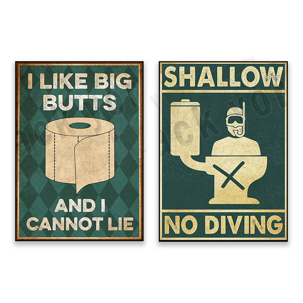 Diving shallow no diving poster, vintage diving art, fun diving bathroom wall decor, funny toilet paper, toilet bathroom sign