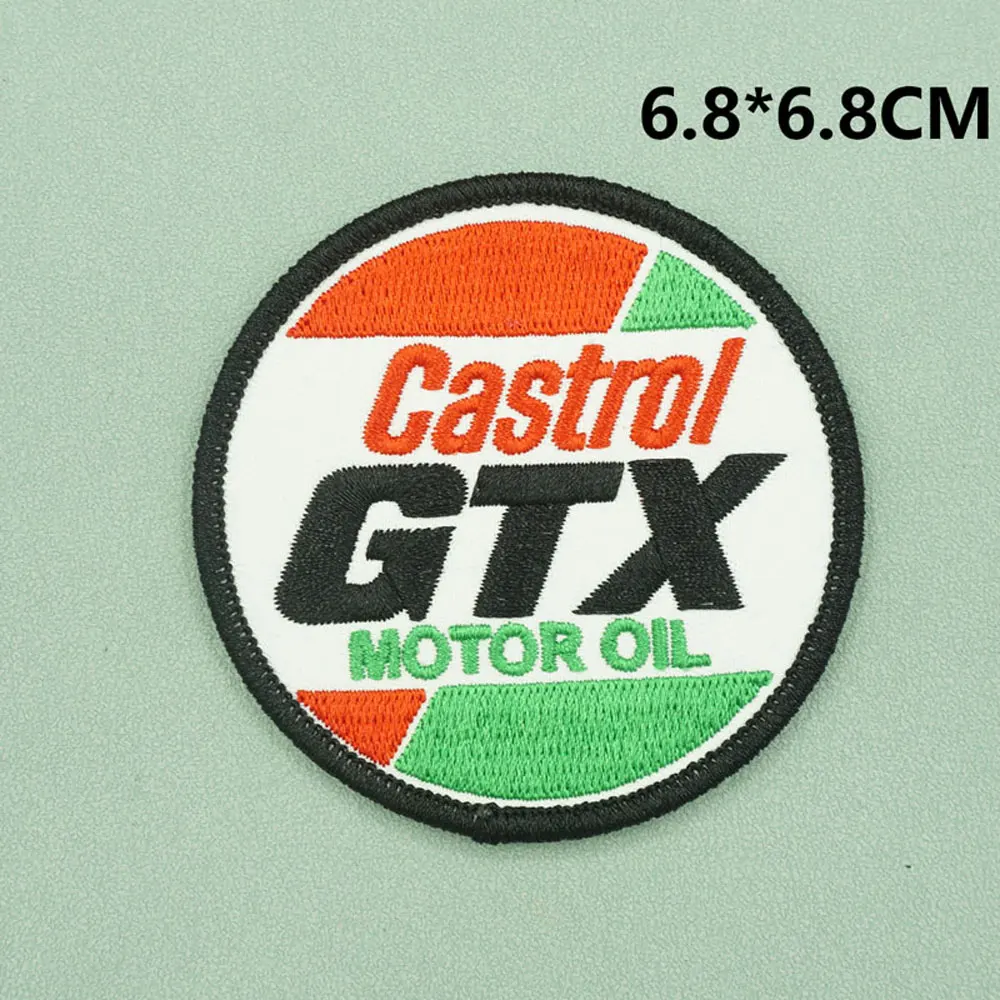 MOTOR OIL embroidered patches with hook backing