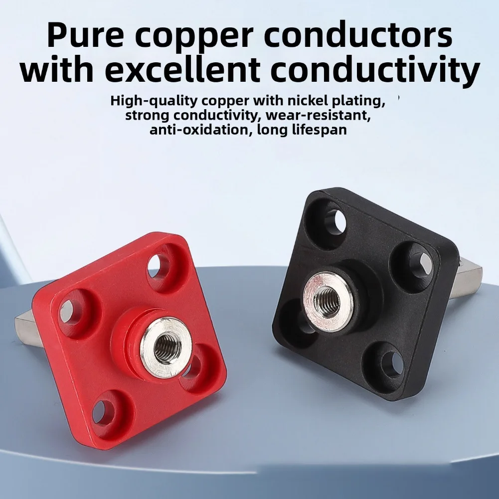 80A Square High Current Terminal Block Copper For Battery Connector For Energy Storage System Red Black Wire Cable Connectors