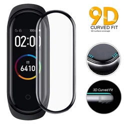 9D ฟิล์มกันรอยหน้าจอเต็มจอสำหรับ Xiaomi band 6 7 8สายฟิล์ม Mi band Smart Watch miband ป้องกันนุ่มกระจก Xiaomi band 4 5ฟิล์ม