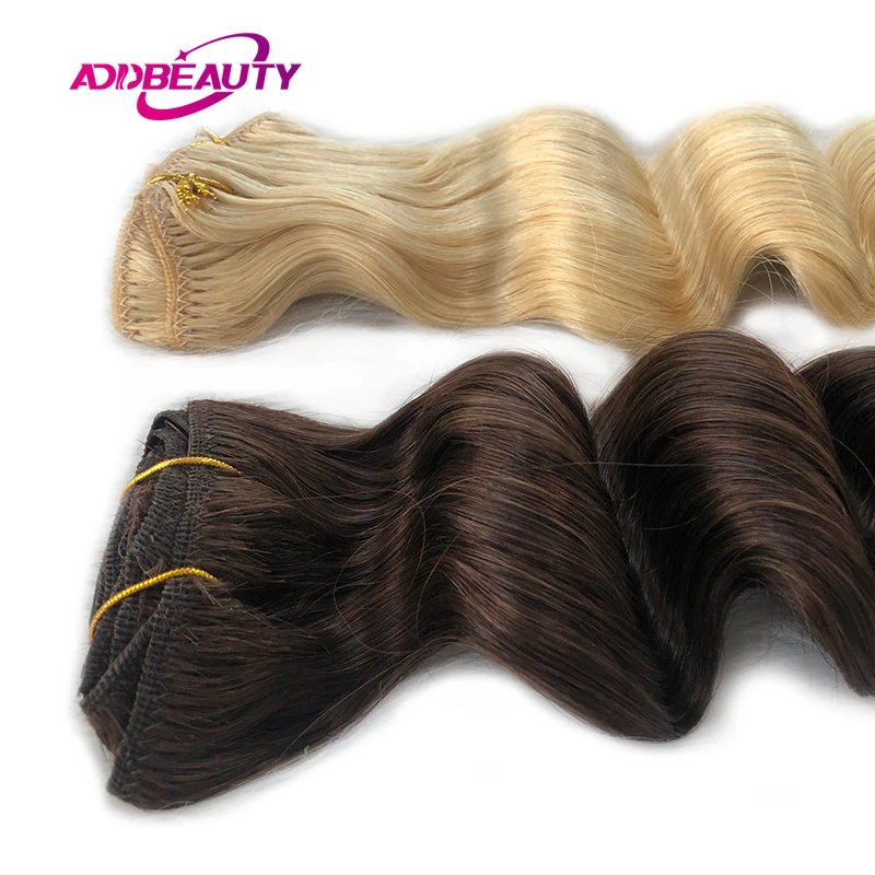 مشبك متموج في الشعر التمديد شعر الإنسان Addbeauty موجة فضفاضة 7 قطعة كليب في كامل رئيس الشعر التمديد للنساء شعر أشقر أومبير