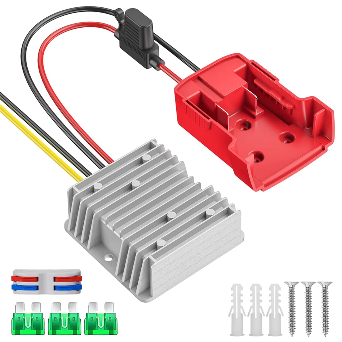 18V to 12V Step Down Converter for Milwaukee M18 Power Wheels Battery Adapter, DC 12V 20A 240W Buck Converter Regulator