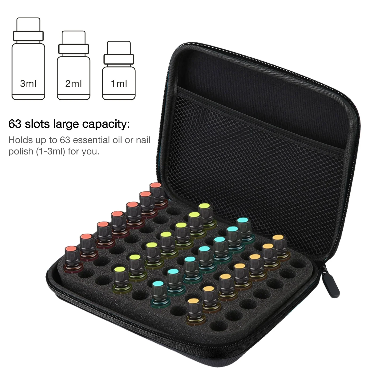 63 Slots Portable Aromatherapy Essential Oil Storage Bag Case Box Organizer Essential Oil Storage Case Essential Oil Storage Box