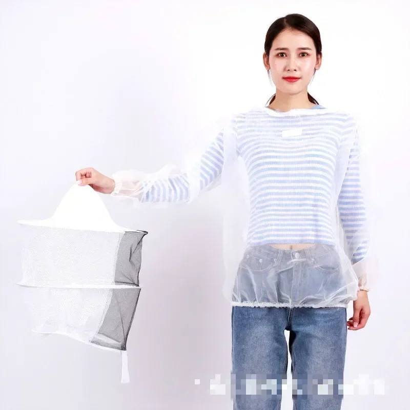 A Air-permeable Anti-bee Clothing Anti-bee-coat Conjoined Protective Clothing Bee-coat Bee-cap Beekeeping Tool