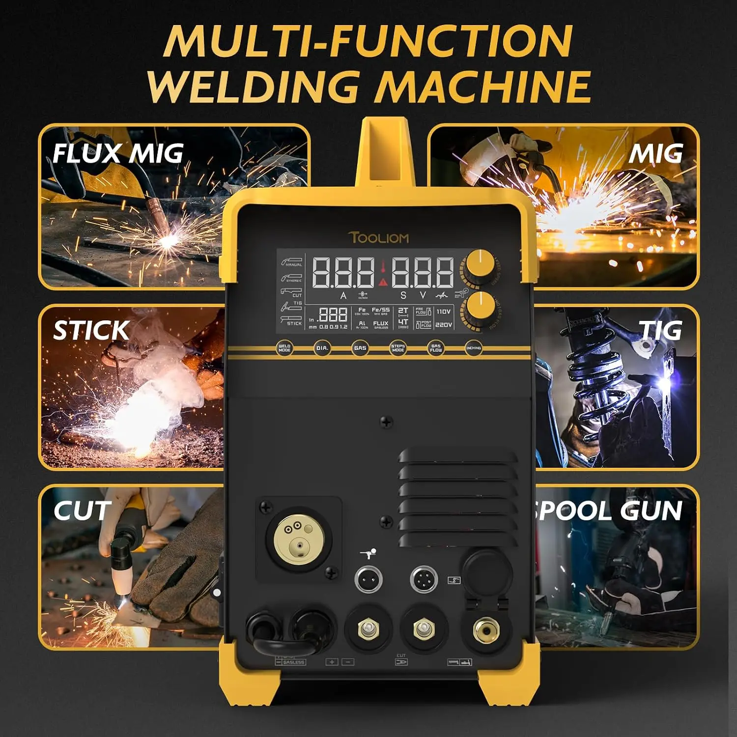 ^For MIG/TIG/CUT/Stick/Flux MIG/Spool Gun Welder 6 in 1 Multiprocess Welding Machine 110/220V Dual Voltage Aluminum Welding Mach