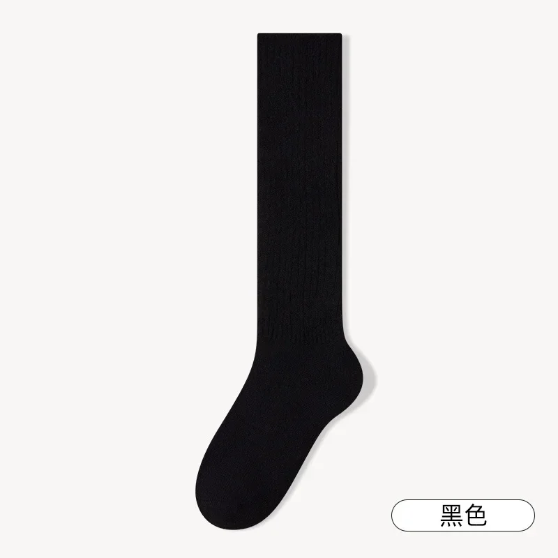 Weiche Wolle Lange Socken Frauen Herbst Winter Kaschmir Solide Strick Strumpf Dünne Beiläufige Kniehohe Flauschigen Warme Verdicken Mädchen Socken – Detail 8