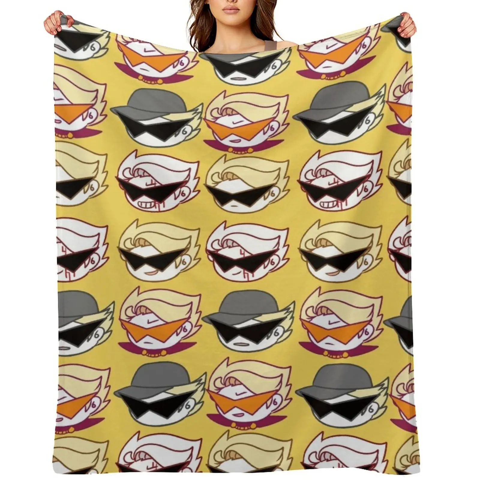 

homestuck-dirk strider fabric series-Cute dirks head Throw Blanket Furrys Flannel For Sofa Thin manga Blankets