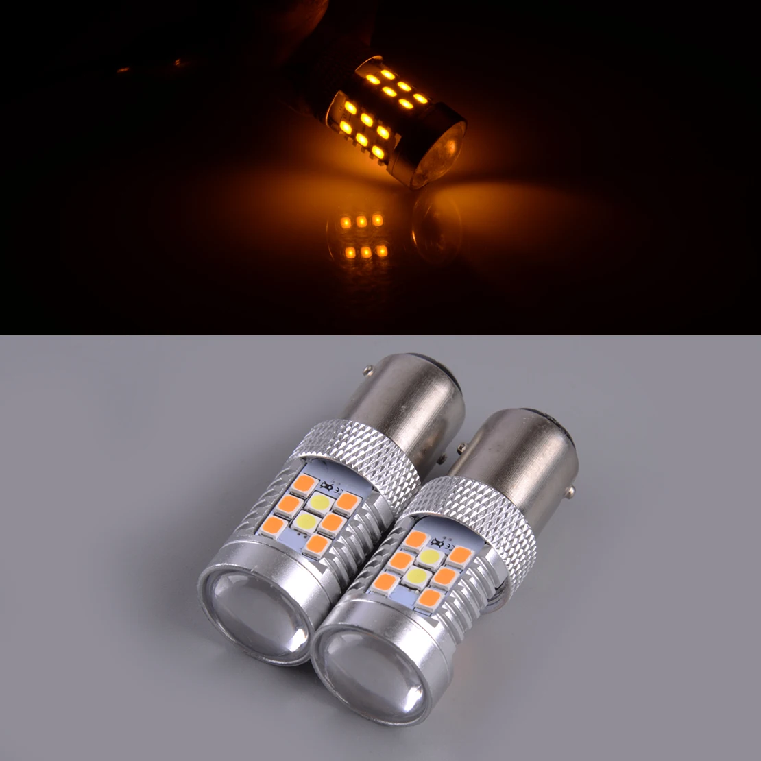 

2Pcs 12V 1157 BAY15D White/Amber Dual Color LED Switchback Turn Signal Brake DRL Lights Bulb IP65 Waterproof
