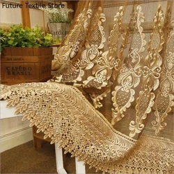 European Embroidery Luxury High-end Sheer Yarn Tulle Curtains for Bedroom Precision Curtain for Living Room Finished Guaze Tulle