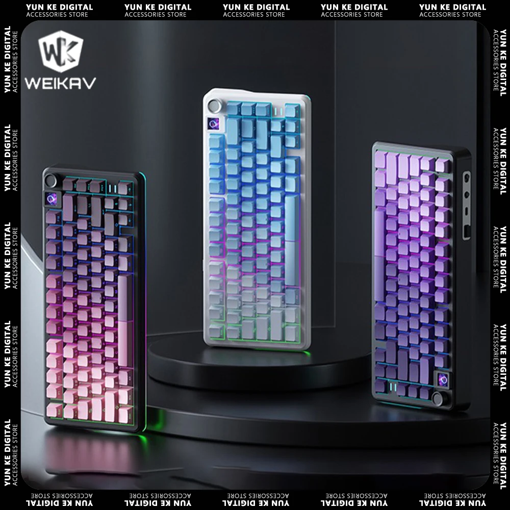 Weikav Wk75 Mechanical Keyboard Wireless Tri Mode Custom Hot Swap Rgb With Screen Esport Gamer Keyboard For Pc Accessory Gift ﻿