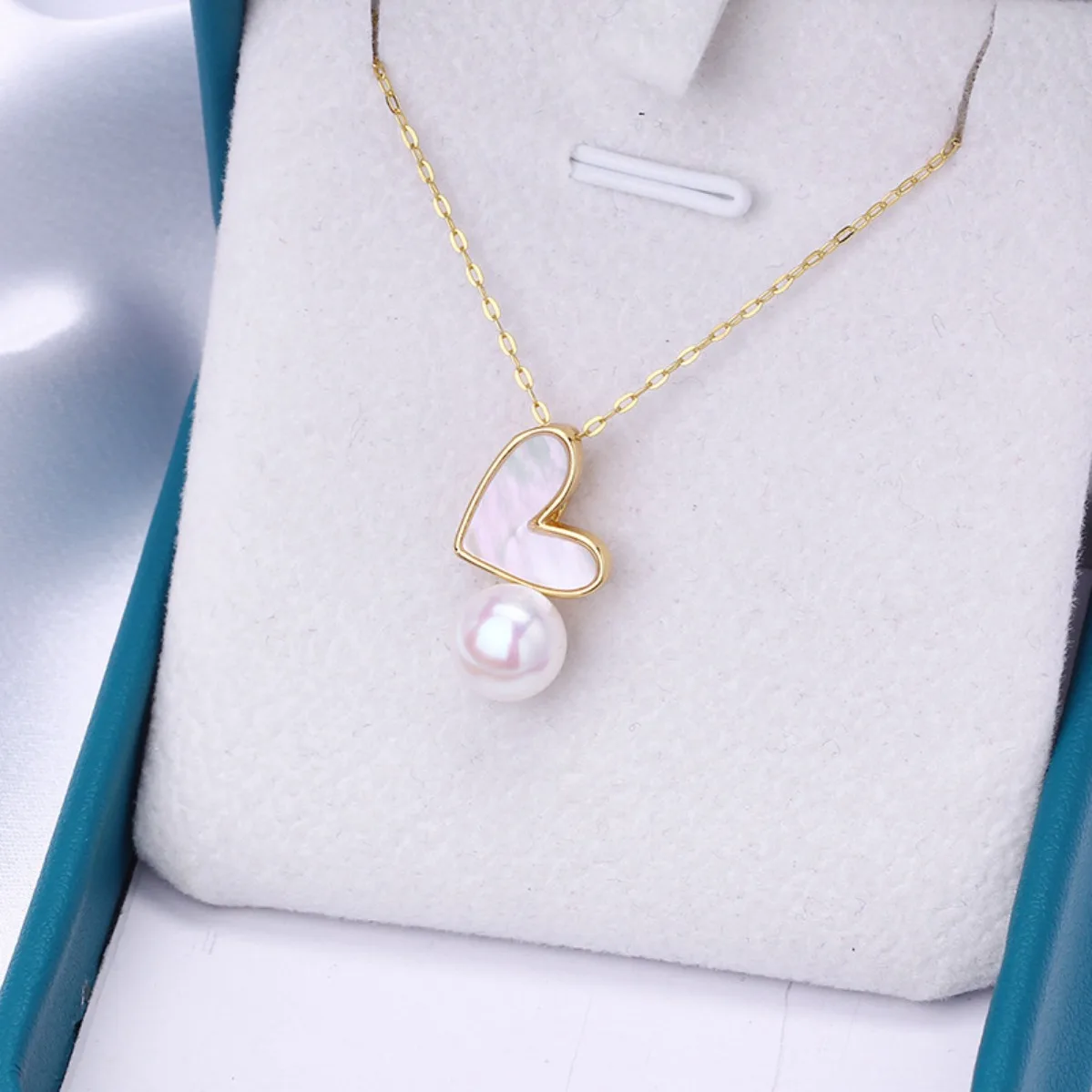 Brass 14K Gold Plated Heart Mica & Shell Pendant Base, Good Color Retention Blank Setting For DIY Pearl Necklace
