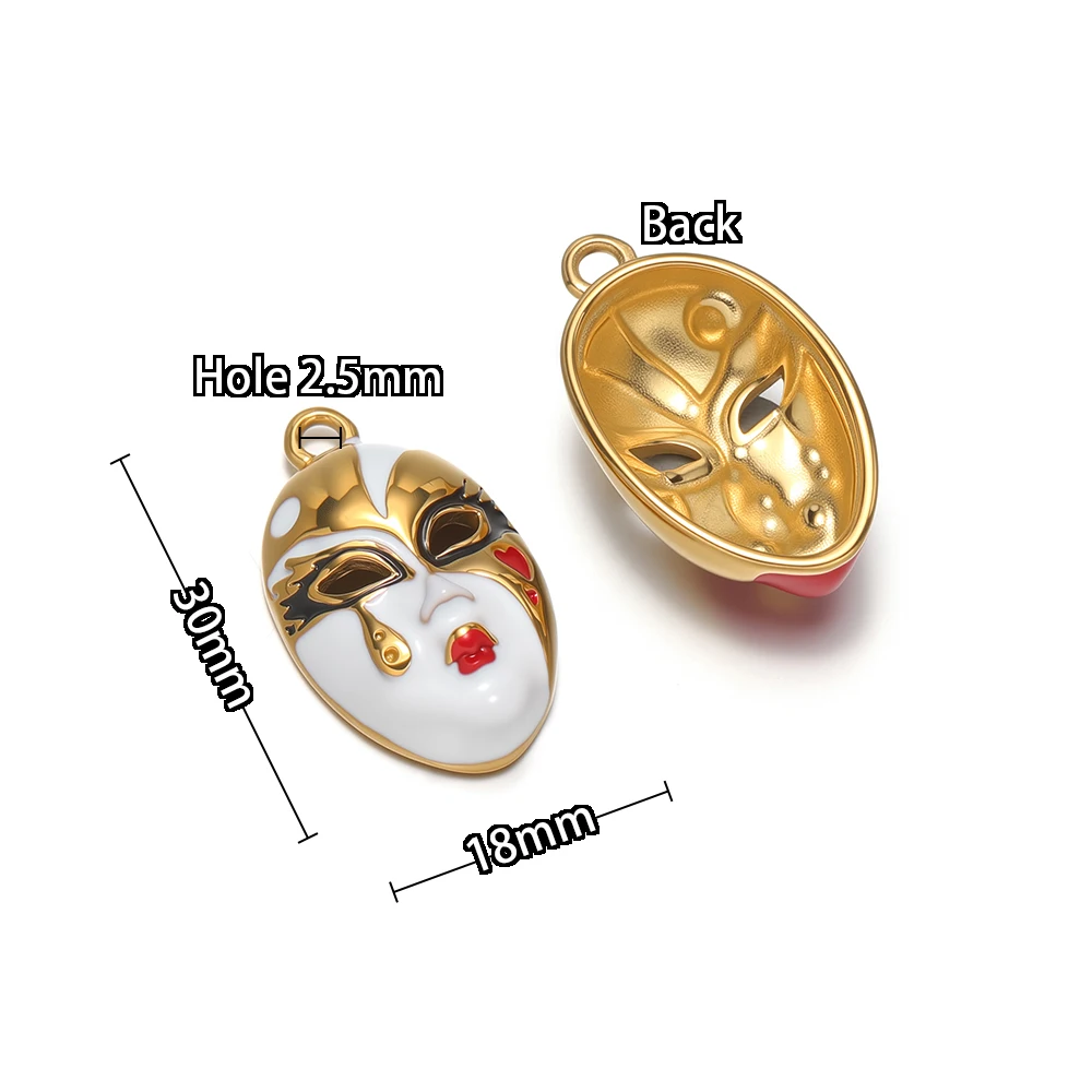 3 Stück Edelstahl-Charms mit Wechselgesichtsmasken-Motiv für DIY-Schmuckherstellung, Hip-Hop-Halsketten, Armbänder und chinesische Ohrringe. – Detail 7