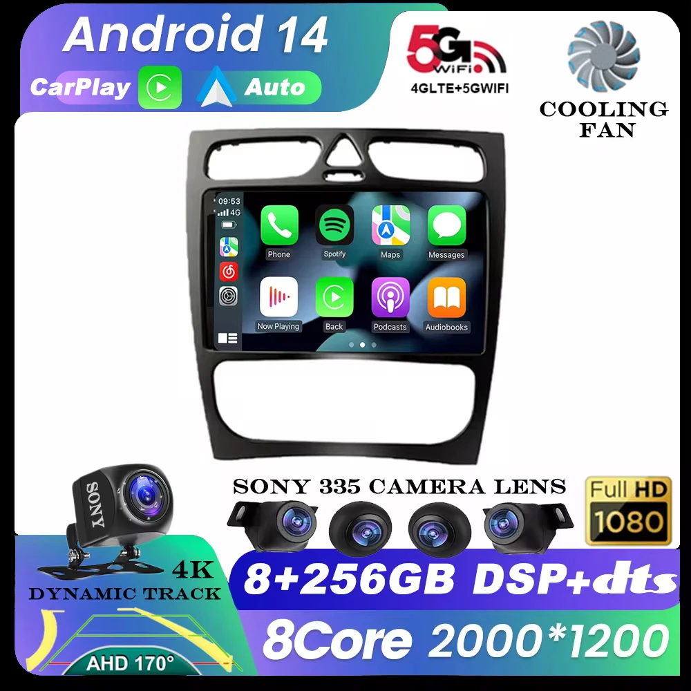 

Android 14 Car Radio For Mercedes Benz C Class W203 C200 C320 C350 CLK W209 2002 - 2005 Multimedia 360 camera GPS Video Player