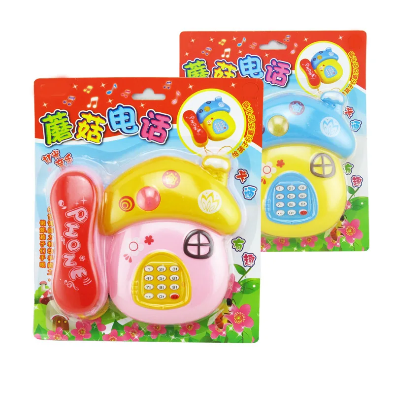 Téléphone en forme de champignon pour enfants, jouet de puzzle pour bébé, téléphone avec éclairage de dessin animé et musique, 1PC