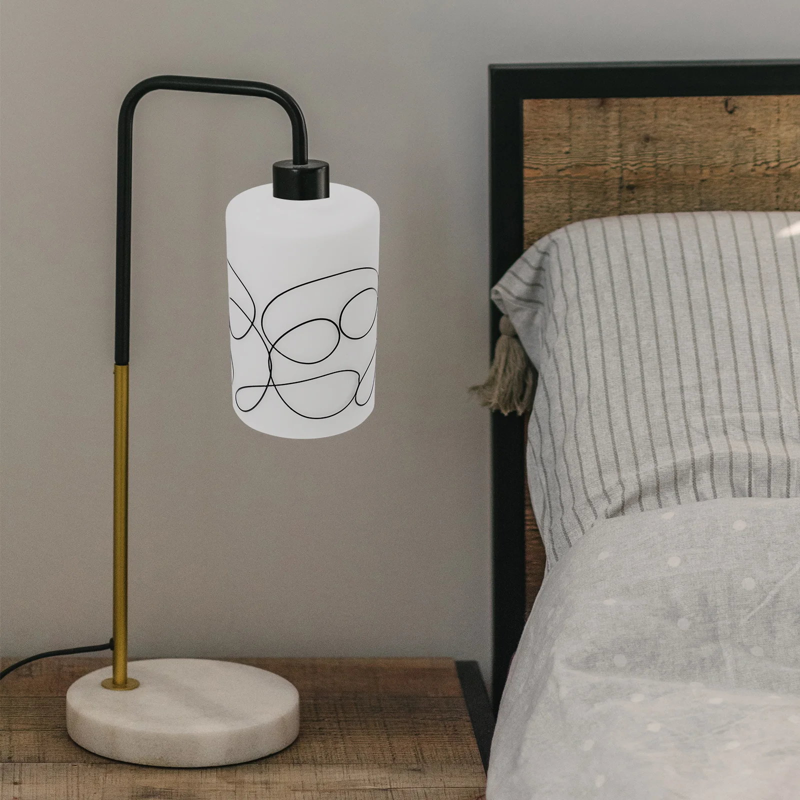 

2Pcs Exquisite Cylinder Glass Lampshade for Wall Sconce Pendant Light Creative Simple Line Design Stable Eye-Protective