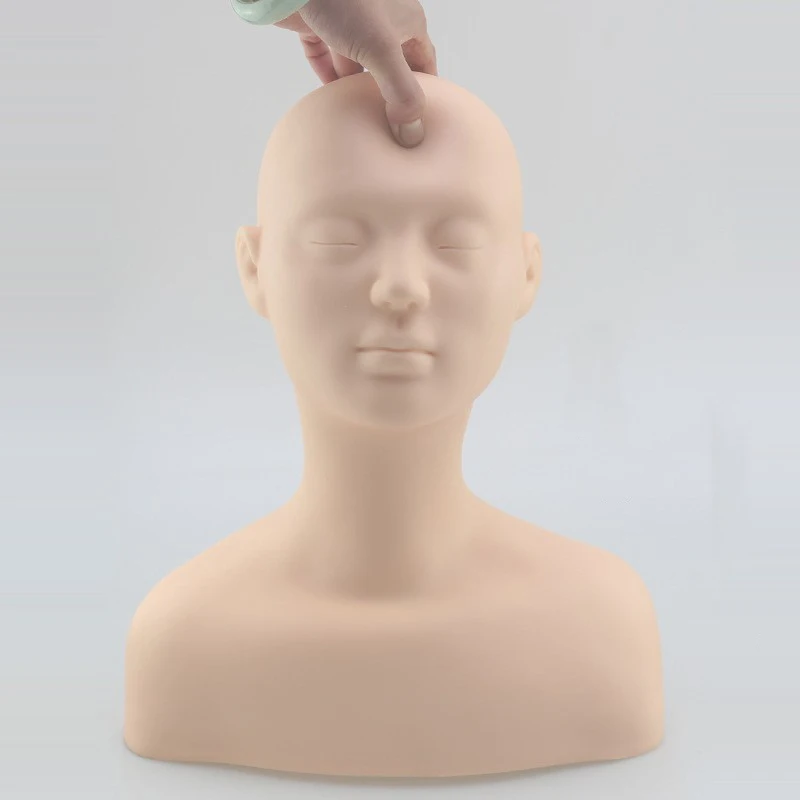 New Soft Silicone Massage Cosmetology Make Up Practice Training Mannequin Head Doll with Shoulder Bone Model Head Practice Tool