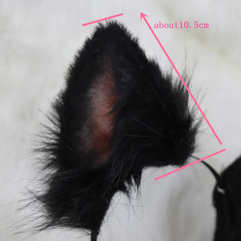 Halloween New Handmade Beast Ear Simulation Black White Border Collie Dog Ear Tail Headband Hair Hoop Cosplay Prop Accessories