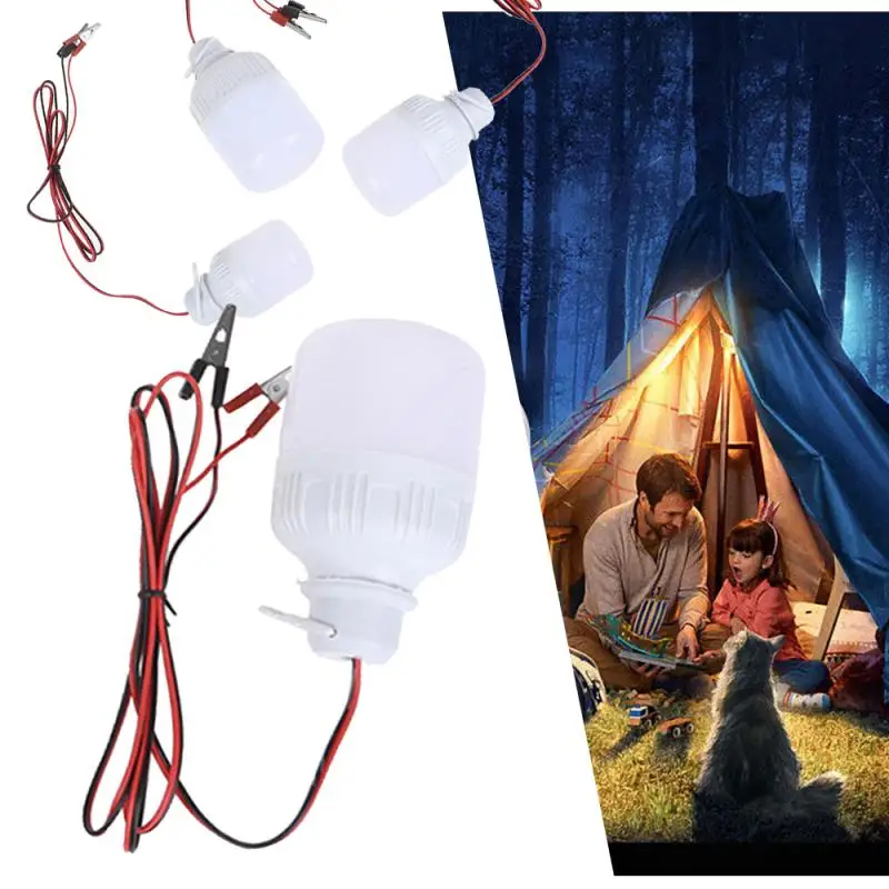 Camping Lamp Mini Light Bulb 12V LED Super Bright Outdoor Tent Night Fishing Hanging Emergency Clip Lamp Portable Lantern Tubes