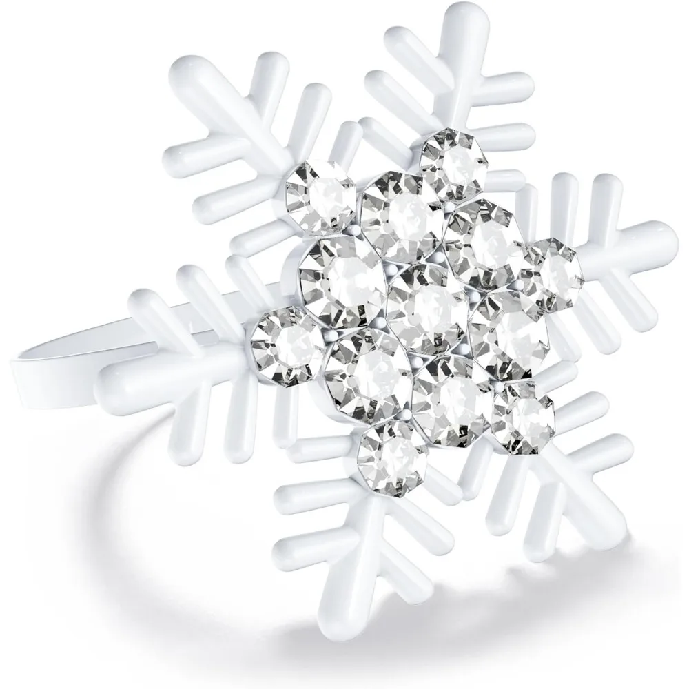 

Set of 6 Christmas Snowflake Napkin Rings for Dinning Table Setting- White Rustic Dinner Tables Setting Decoration for We