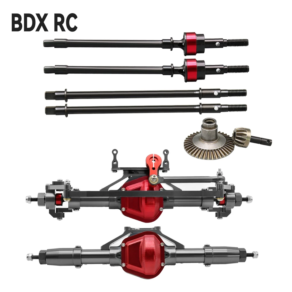 BDX 1/10 AXIAL SCX10 HD Steel Front Rear Axle CVD Drive Shaft Gear 13/38T For RC Crawler Off Road Truck Bearing