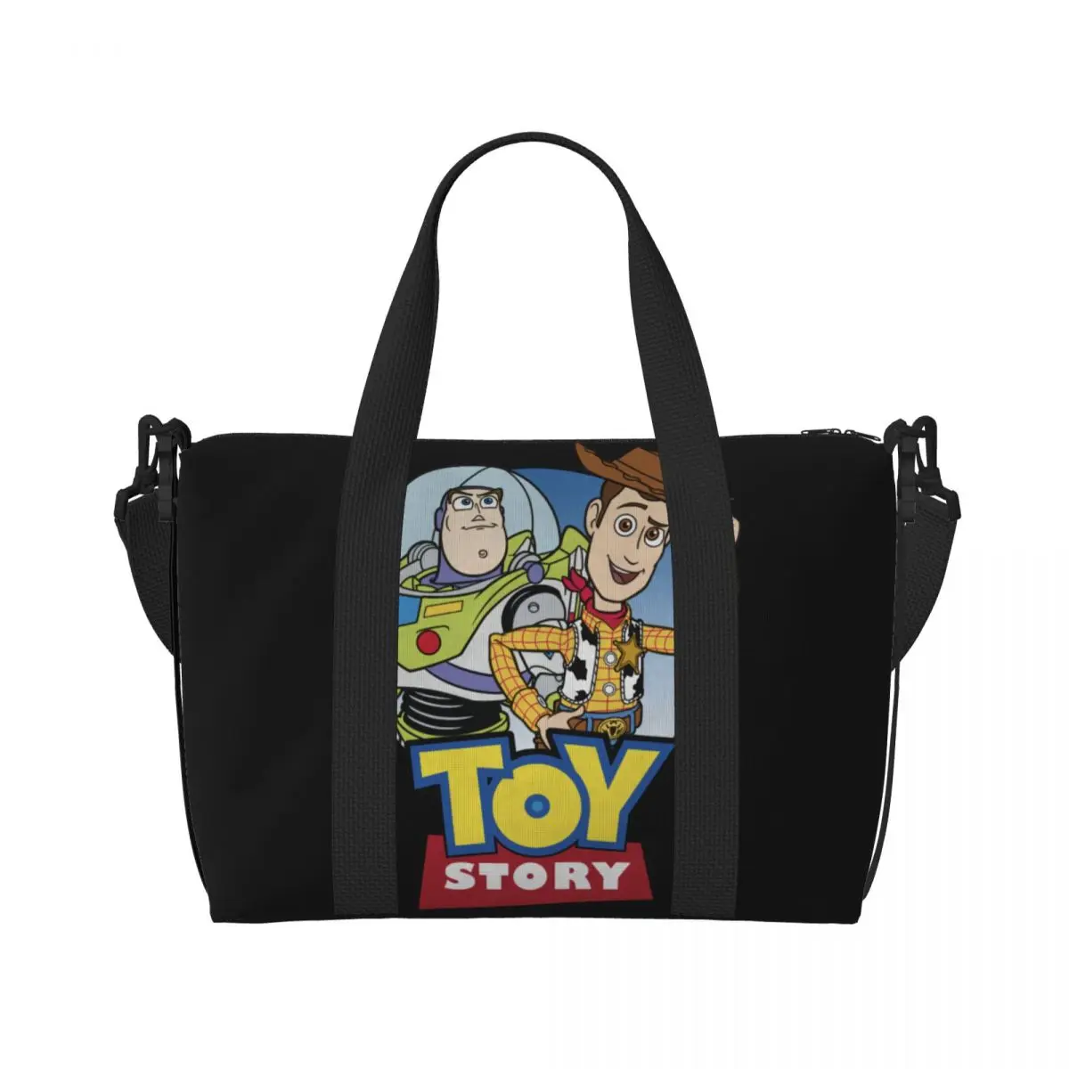 Custom Toy Story Woody Buzz Lightyear Grocery Shopping Tote Bags Women Large Capacity Gym Beach Travel Bags