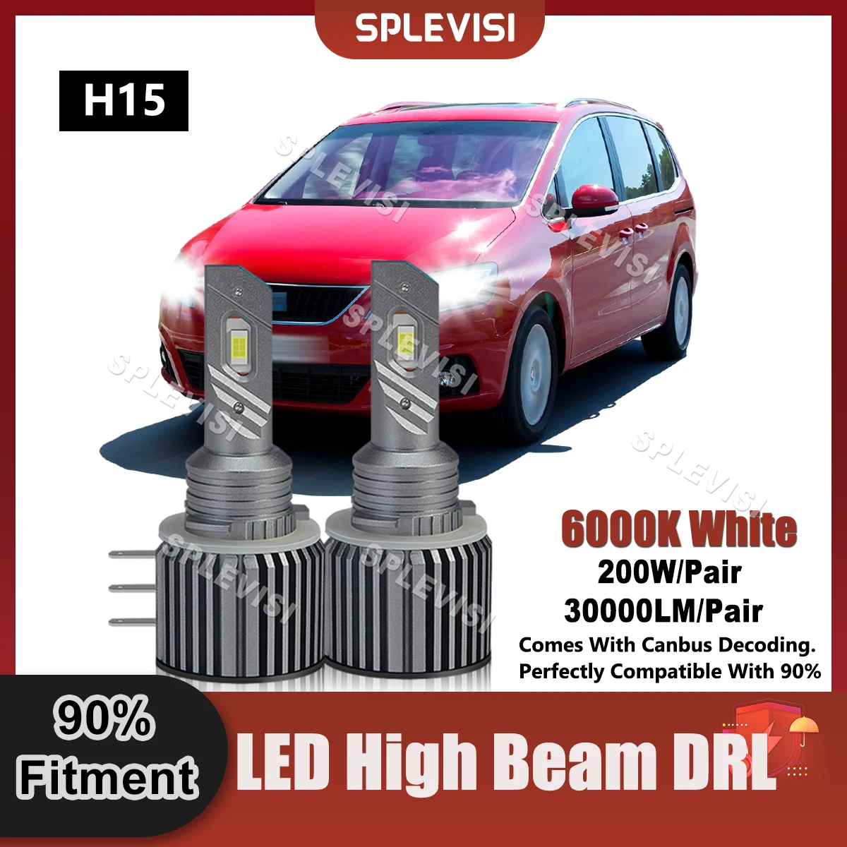 

Automobile H15 Canbus LED High Beam DRL For Seat Alhambra 2010 2011 2012 2013 2014 2015 2016 2017 2018 2019 2020 2021 2022 2023