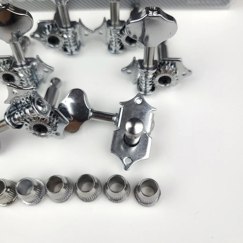 WILKINSON WJ-28N 3R3L Vintage Chrome Silver Open Butterbean Guitar Tuners Machine Head Parts 19:1 Gear Ratio