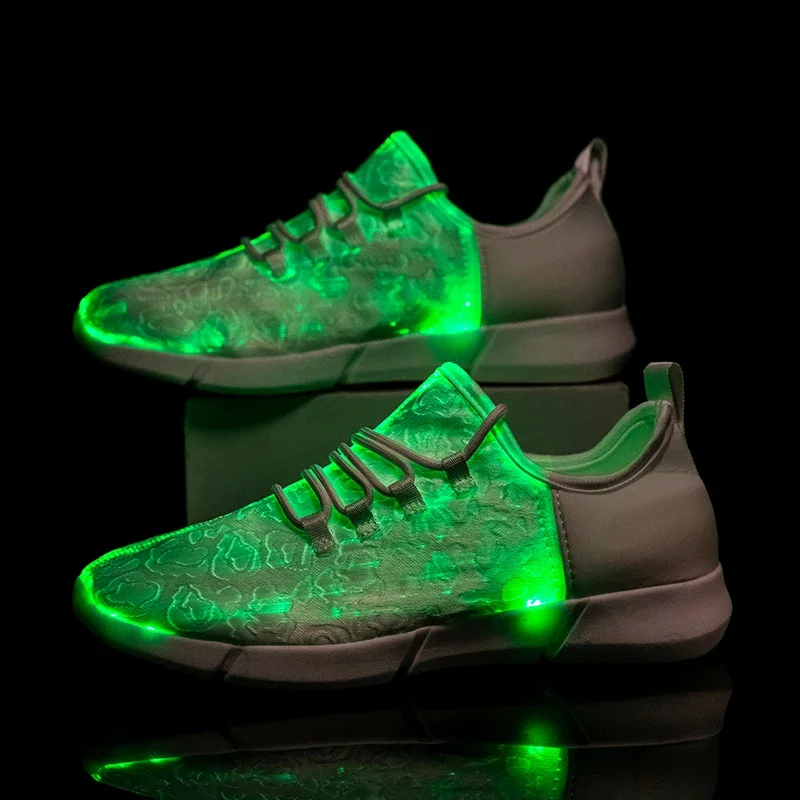 Fashion OPTIC LED Shoes Light for Men LED Light Up Sneakers USB Recharging Fiber Cloth Elastic Sole Lighted Shoes