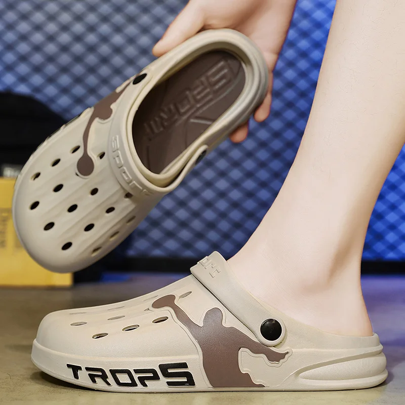 

Men's Slippers EVA Hole Mens Mules Men's Sandals Fashion Comfortable Non-Slip Slippers thick Soft Platform Slide Summer Shoes