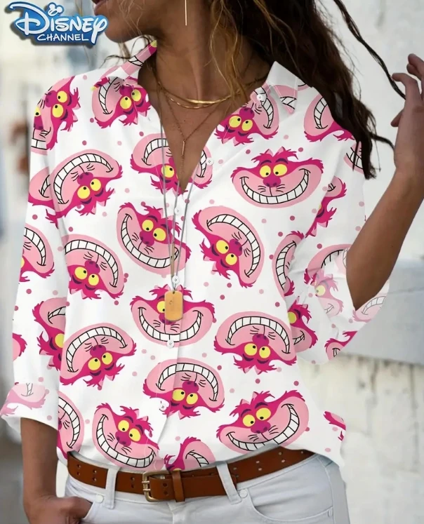 2025 Damesshirt met lange mouwen Disney-stijl modieus casual veelzijdig eenvoudig topje schattig Mickey Minnie