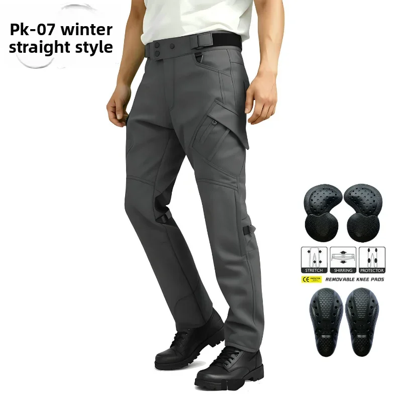 

Men Winter Motorcycle Riding Pants Fleece Lined Waterproof Windproof CE Protective Anti-Fall Biker Trousers