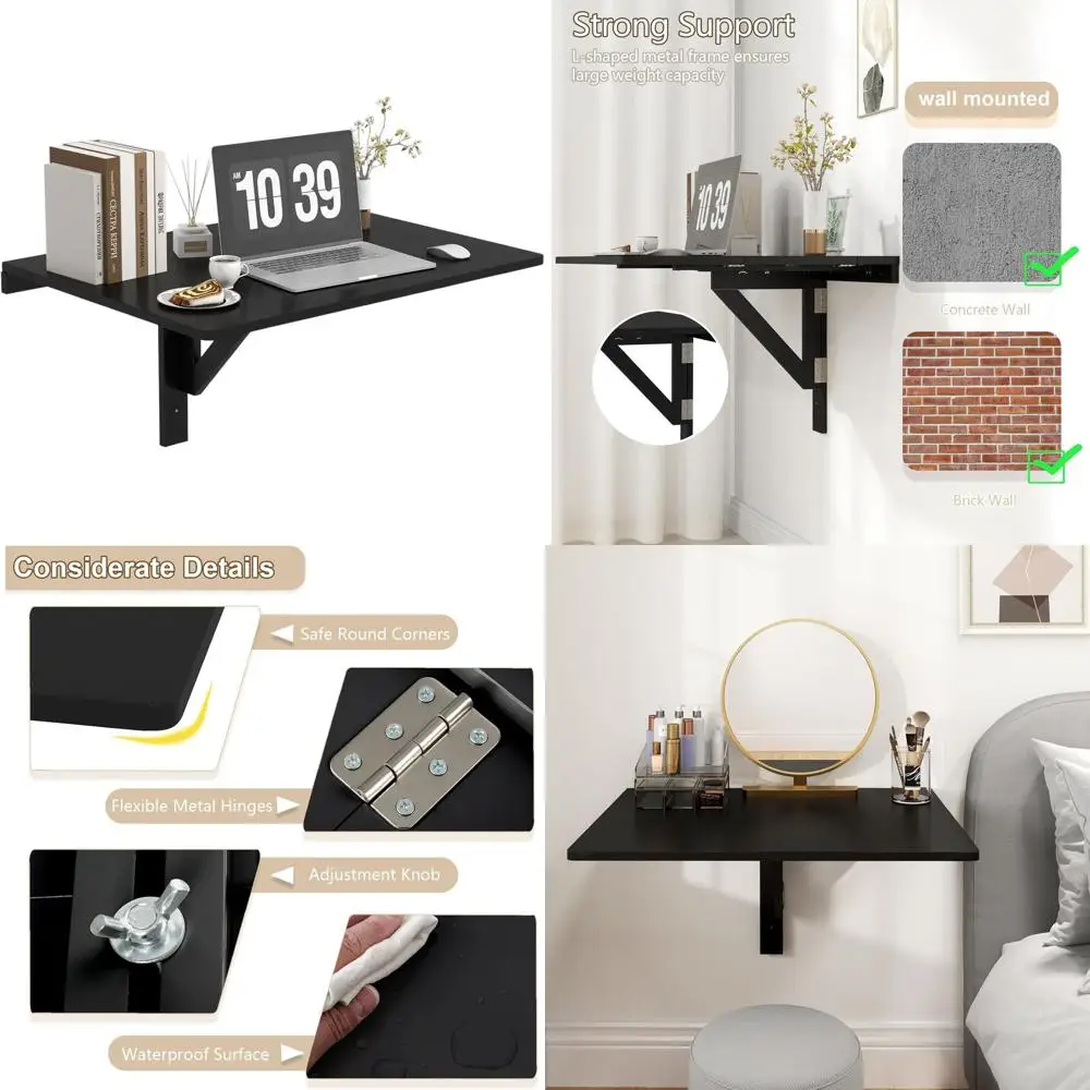 

Компактный настенный складной стол для небольших помещений - черный