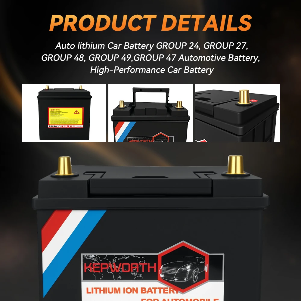 KEPWORTH 40B19L/R 12V 25Ah LiFePO4 Lithium Car Battery with 100A BMS for Cars, SUVs, Sedans, Trucks, Vans Automotive Battery